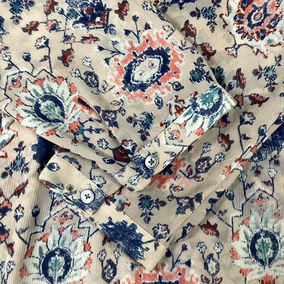 Maeve Stillwater Blouse Henley Top Size *Medium Neutral Motif ANTHROPOLOGIE BOHO - Picture 15 of 16